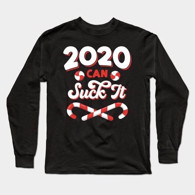 2020 Can Suck It Candy Cane Christmas Candy Pun Long Sleeve T-Shirt by Uinta Trading